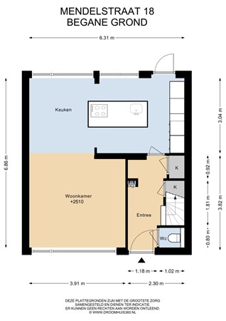Floorplan - Mendelstraat 18, 1431 KK Aalsmeer